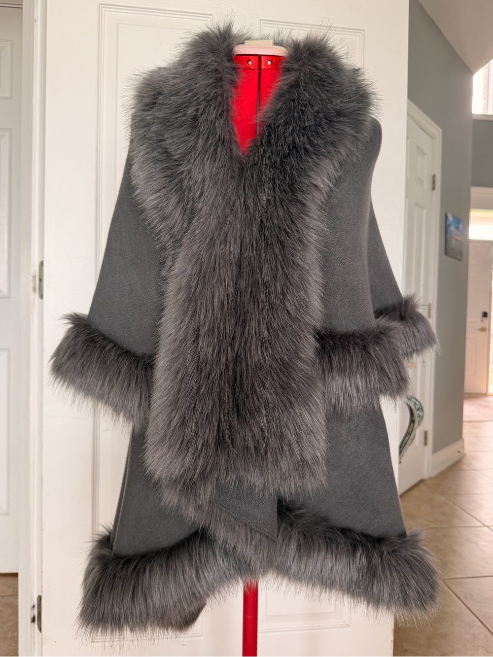 Faux fur shawl wrap
